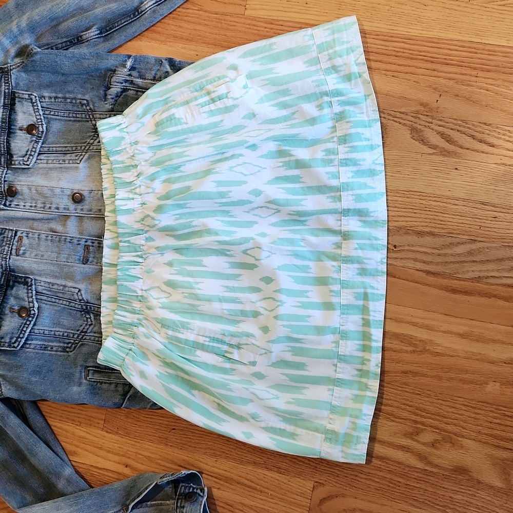 J. Crew Cotton Mini Skirt in Green & White Print size Medium